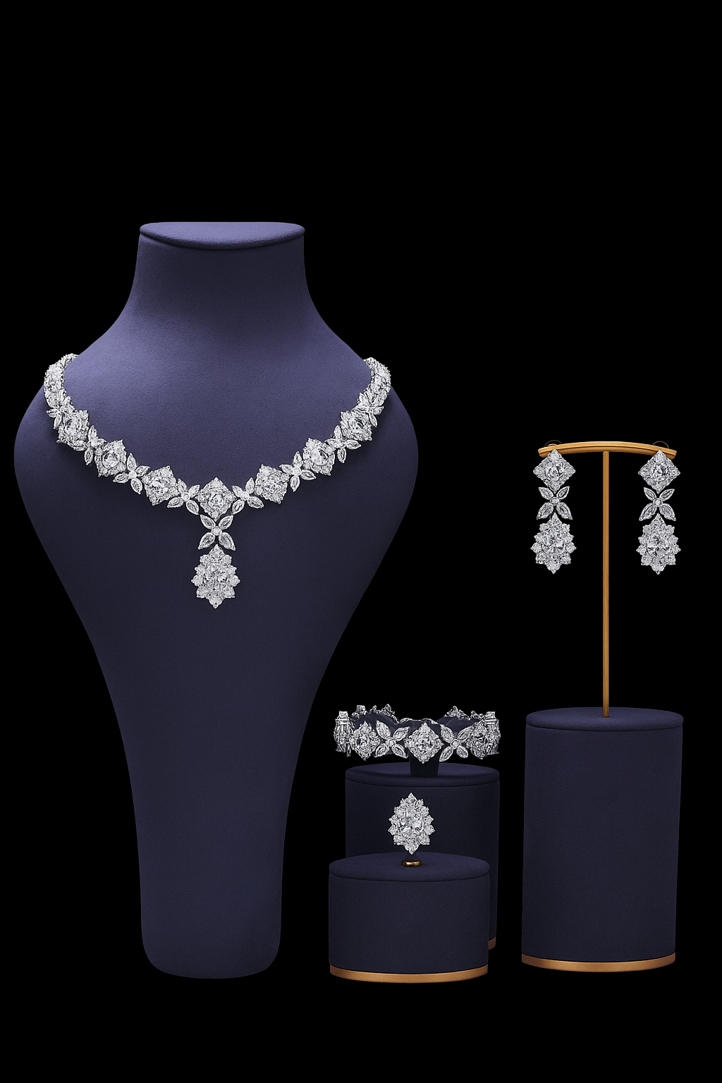 Blossoming Flowers Diamond Jewelry Set