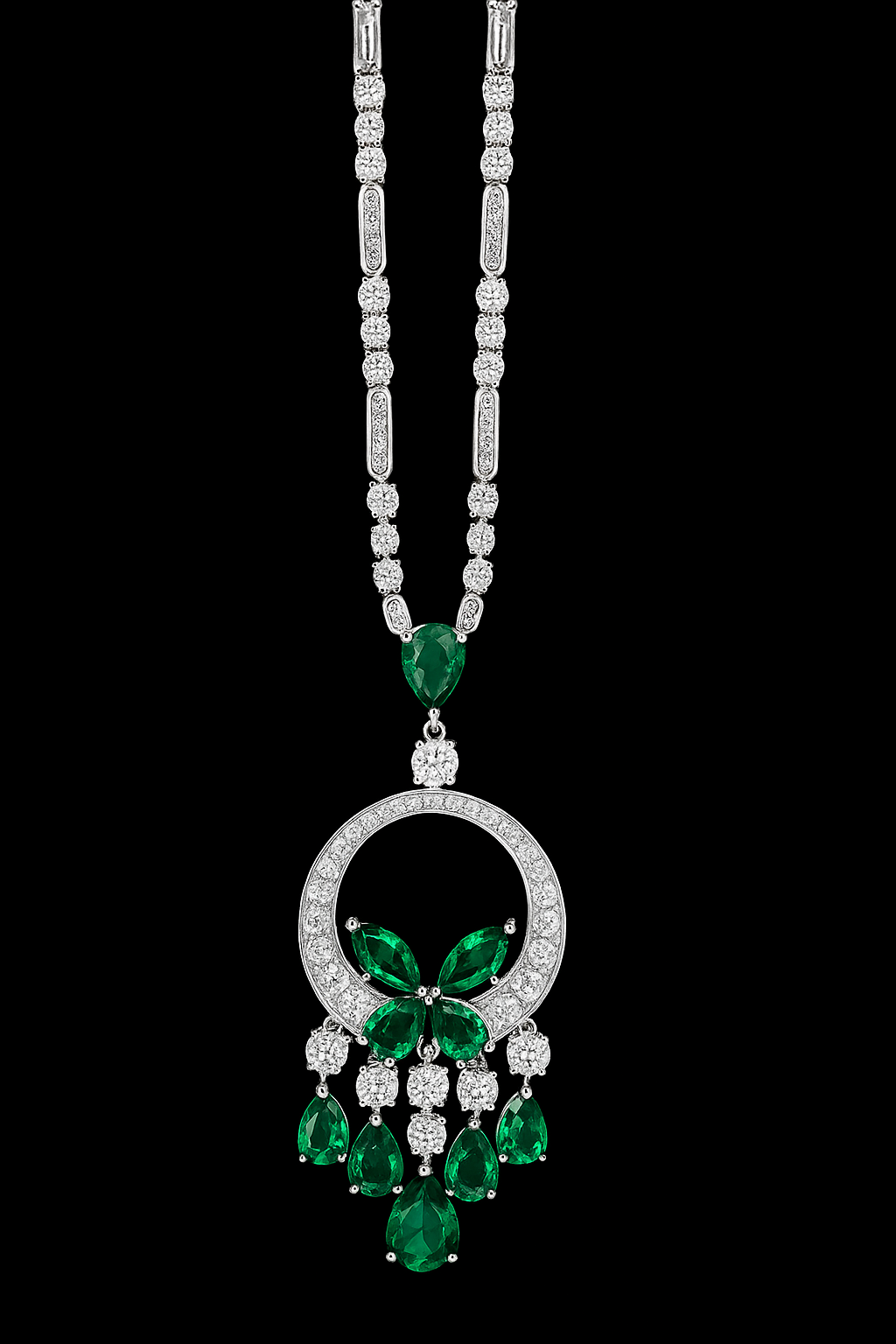 Lucky Butterfly Emerald and Diamond Petite Pendant