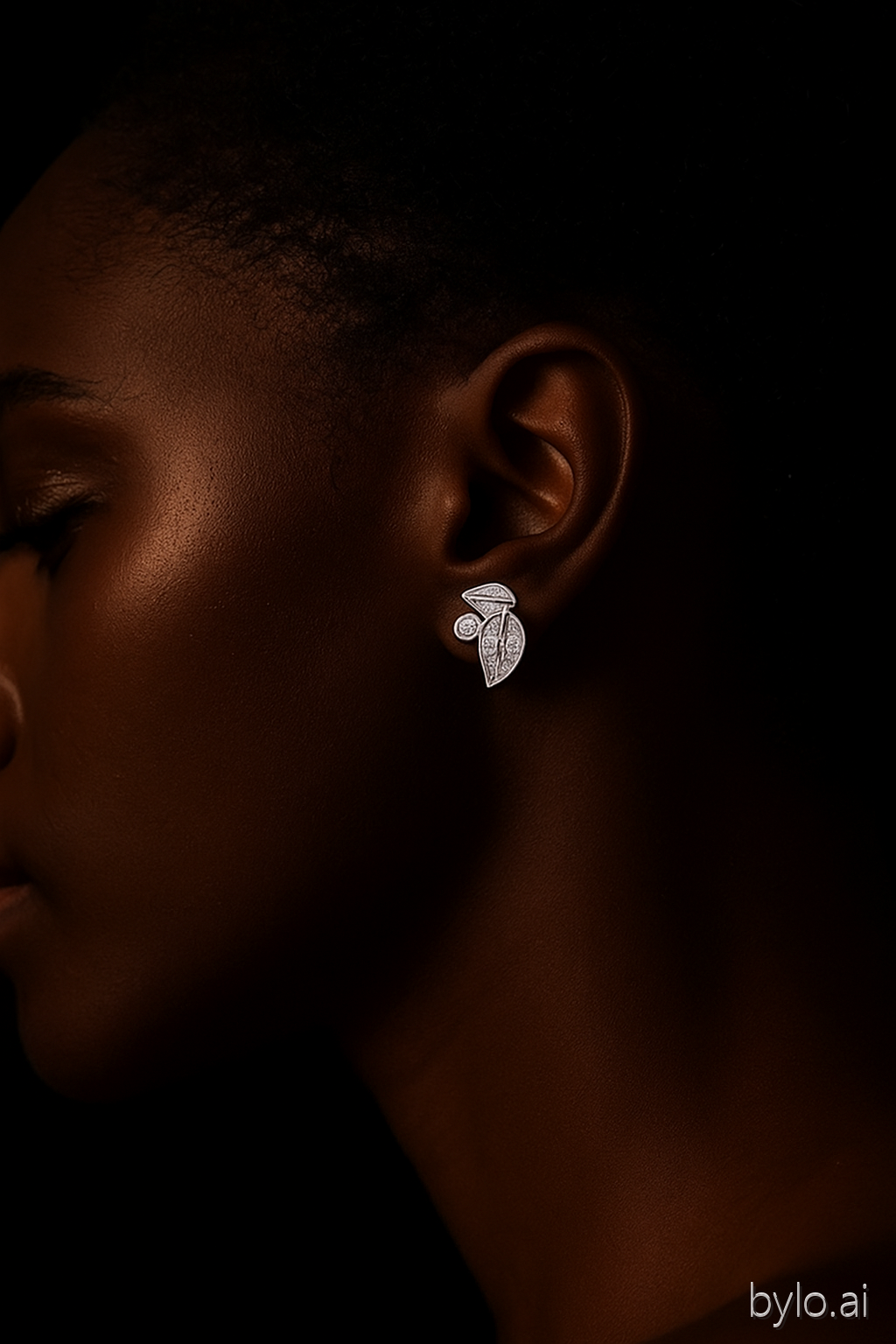 Fully-Paved Diamond Leaf Earrings