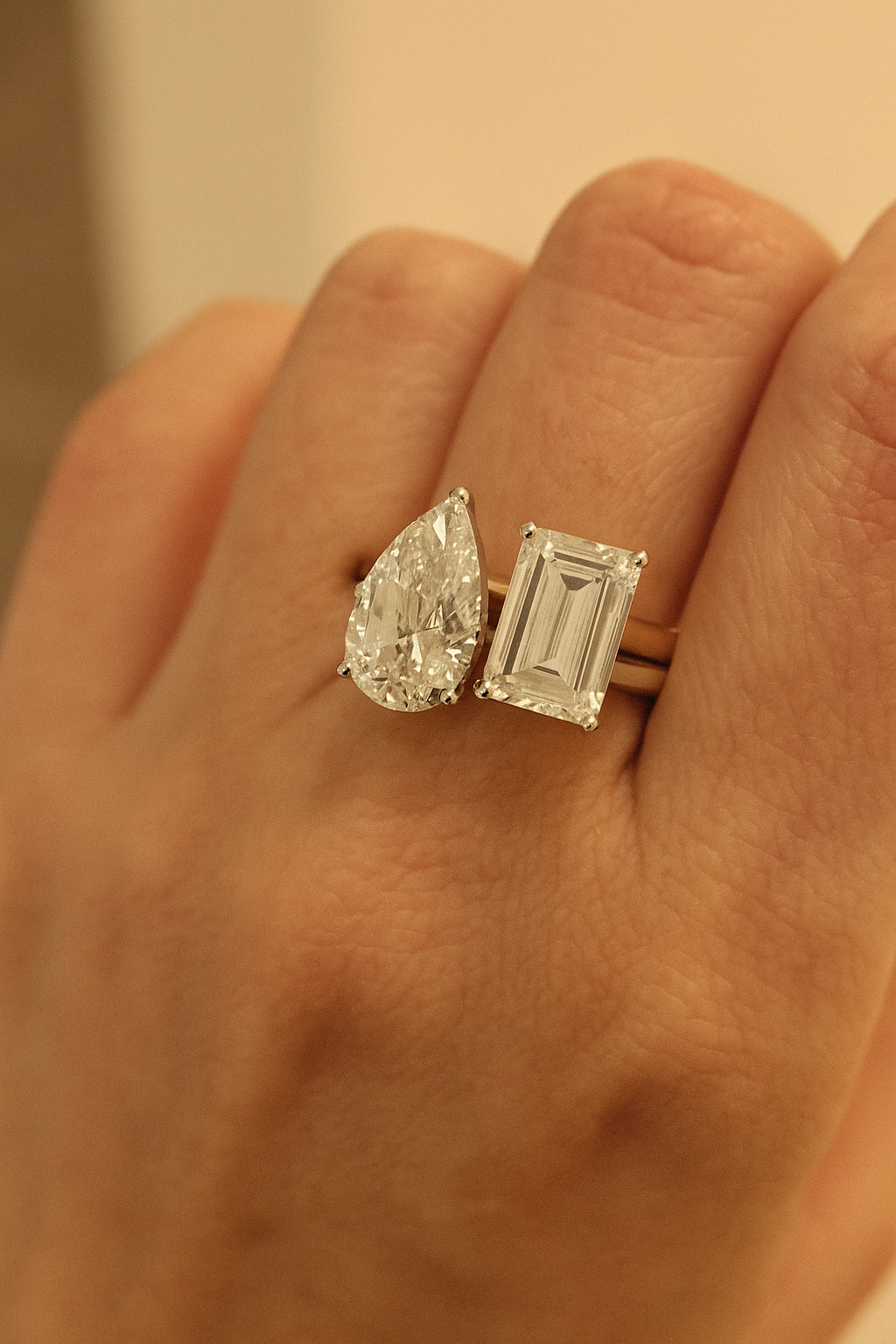 18K Gold Two-Stone Lab-Grown Diamond Ring