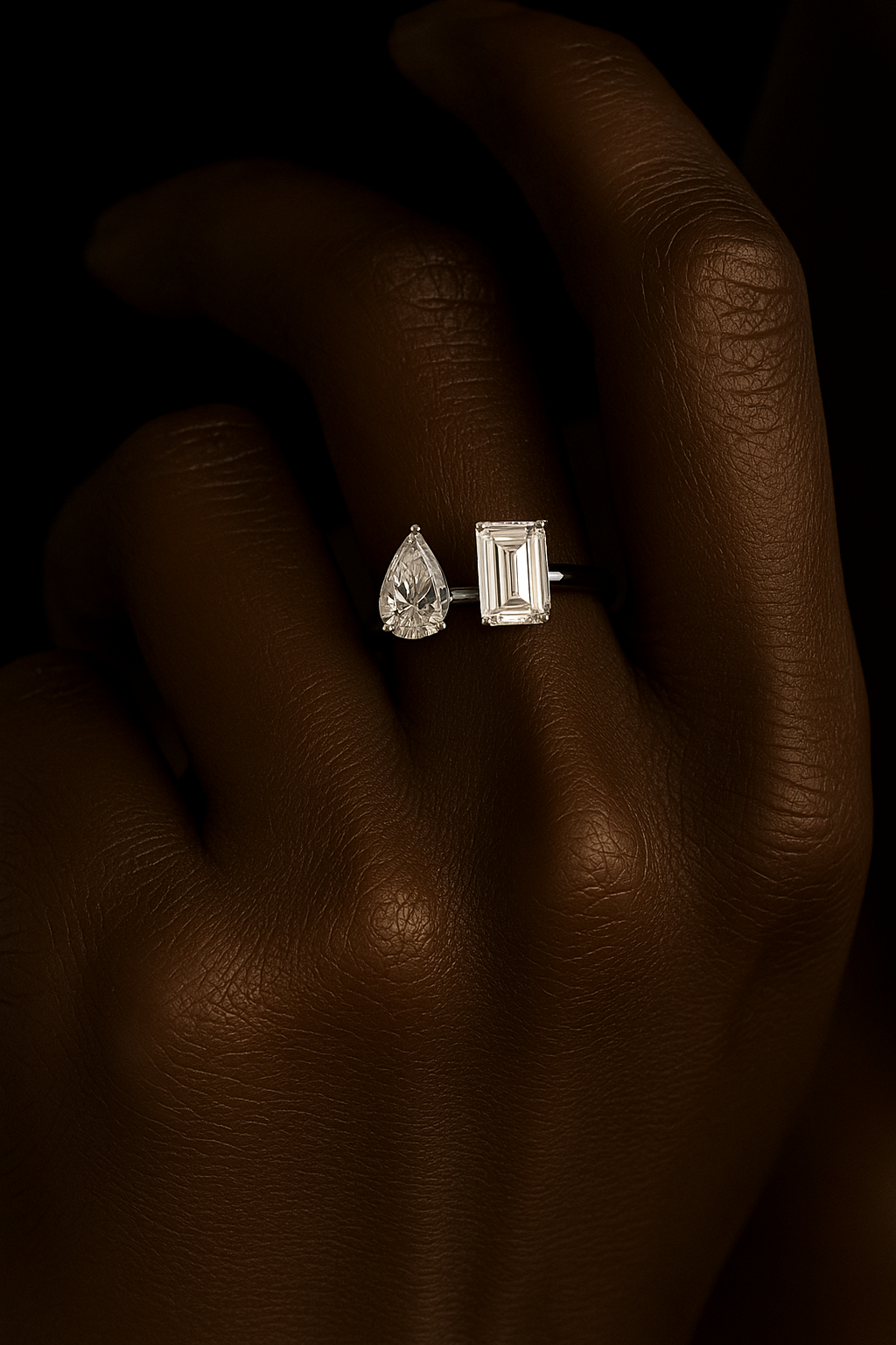 18K Gold Two-Stone Lab-Grown Diamond Ring