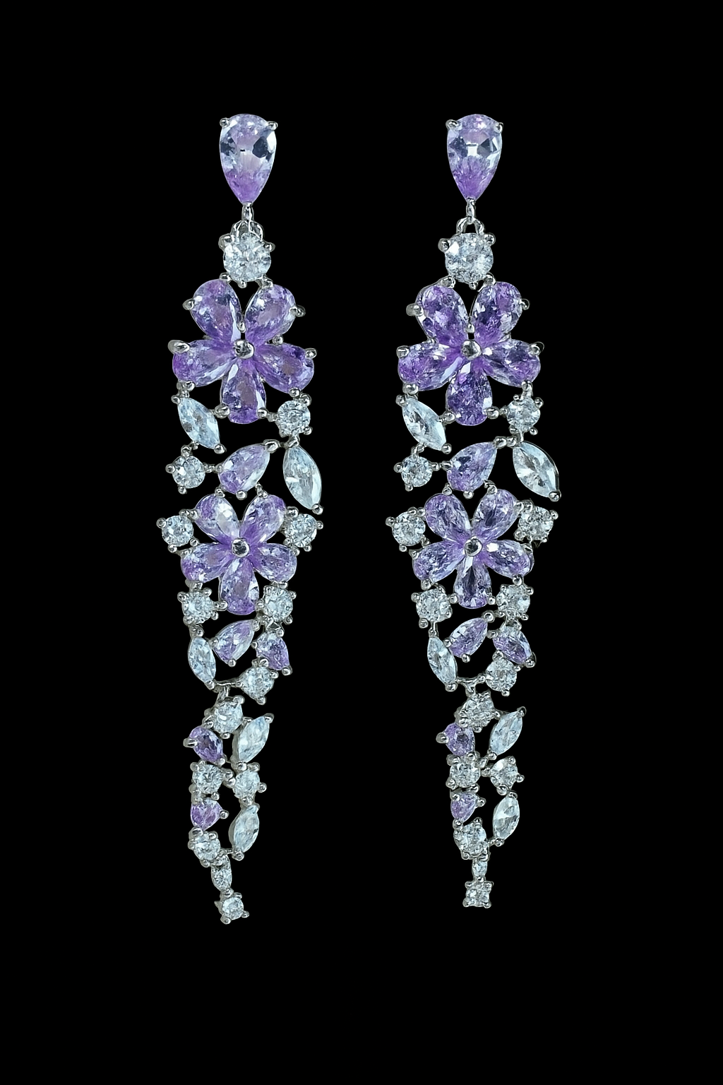 Amethyst and Diamond Drop Earrings