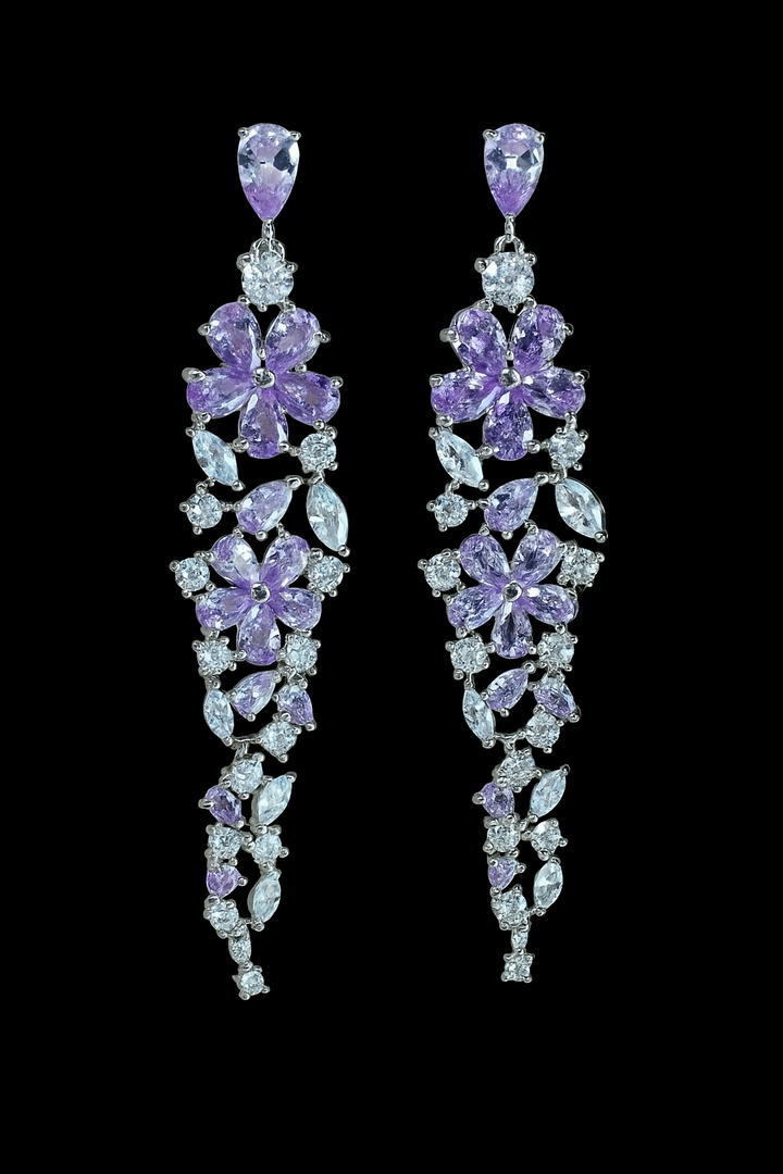 Amethyst and Diamond Drop Earrings