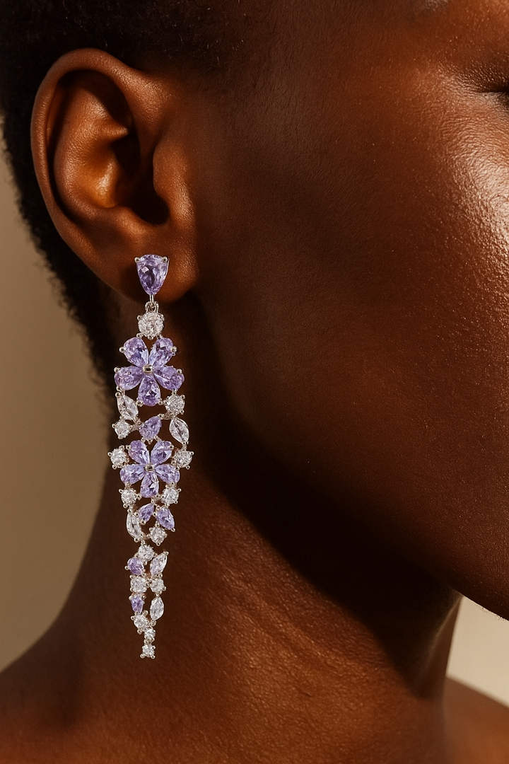 Amethyst and Diamond Drop Earrings