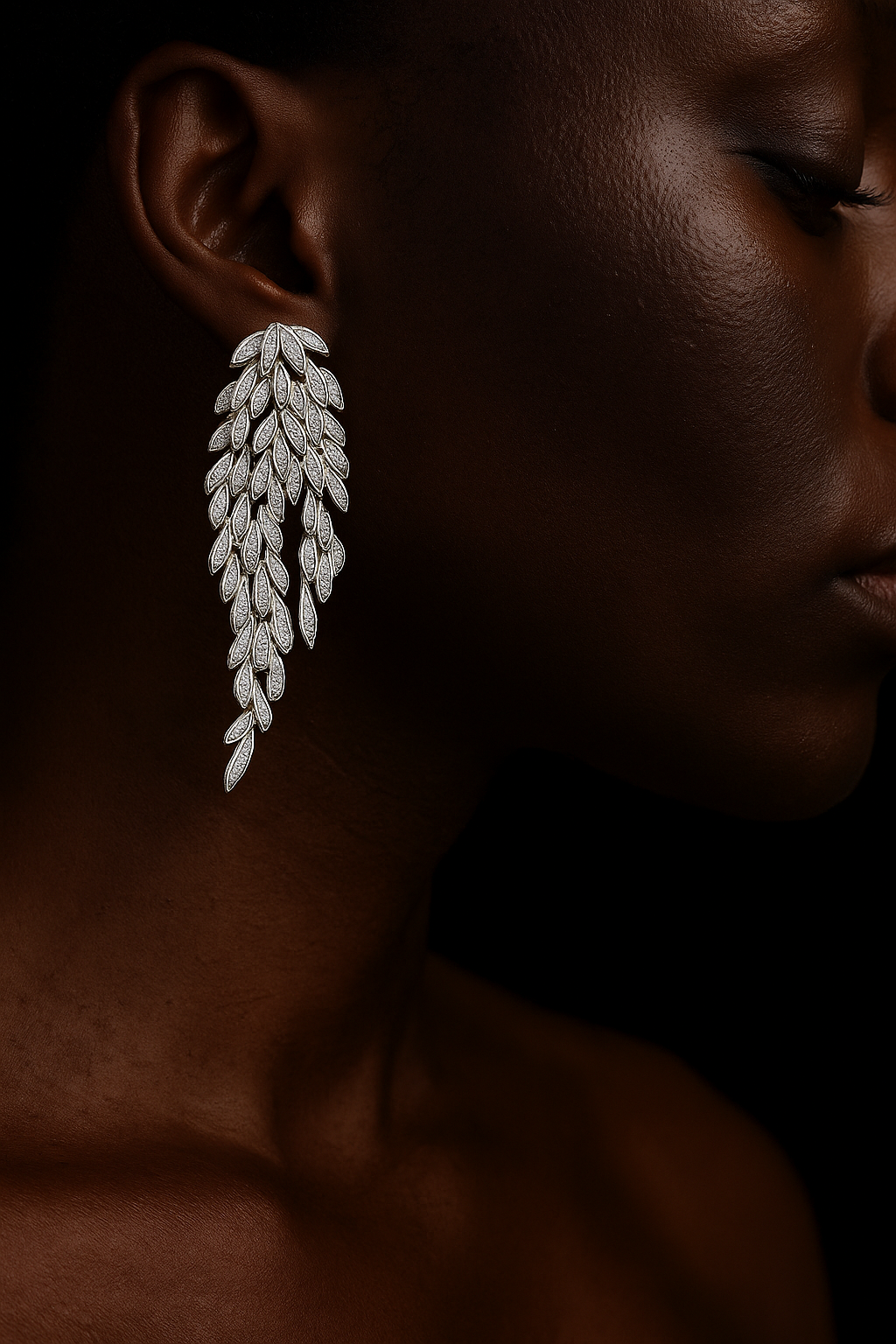 Willow Leaf Diamond Drop Earrings