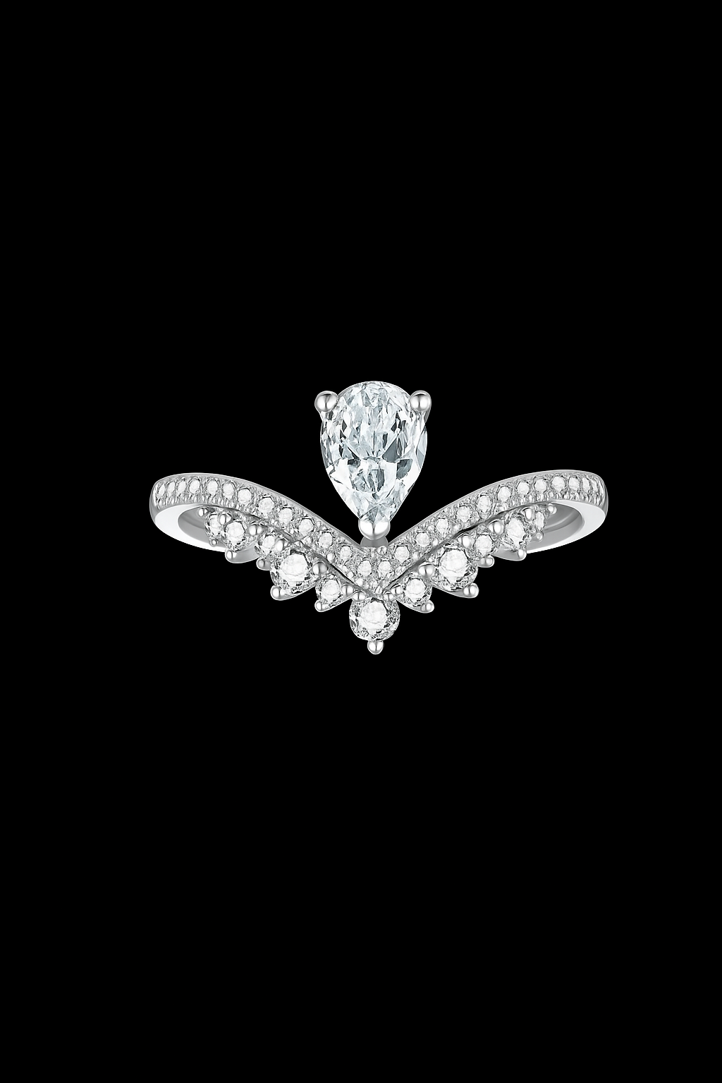 18K White Gold Pear-Shaped Lab-Grown Diamond Ring