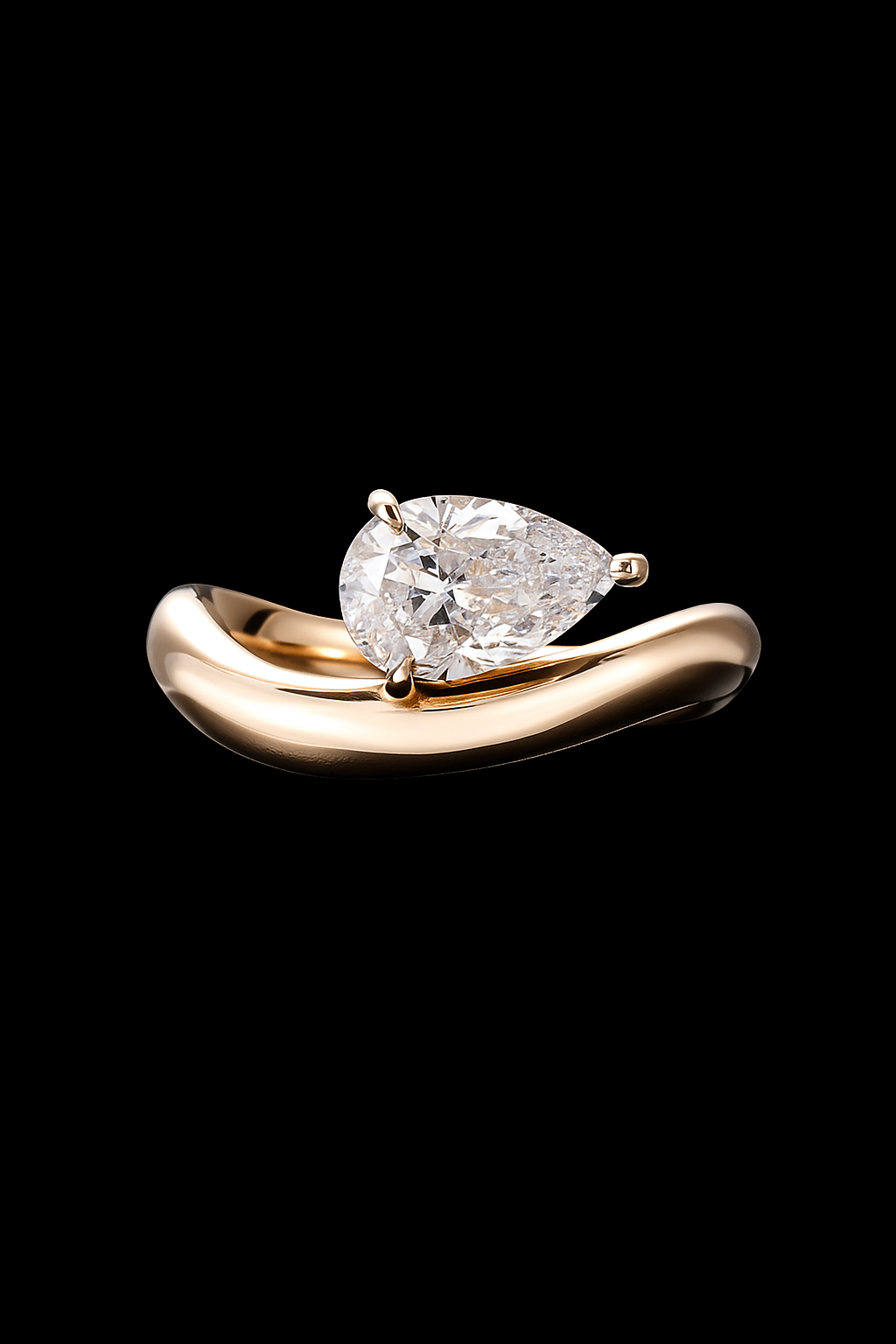 18K-gold Teardrop Lab-Grown Diamond Ring