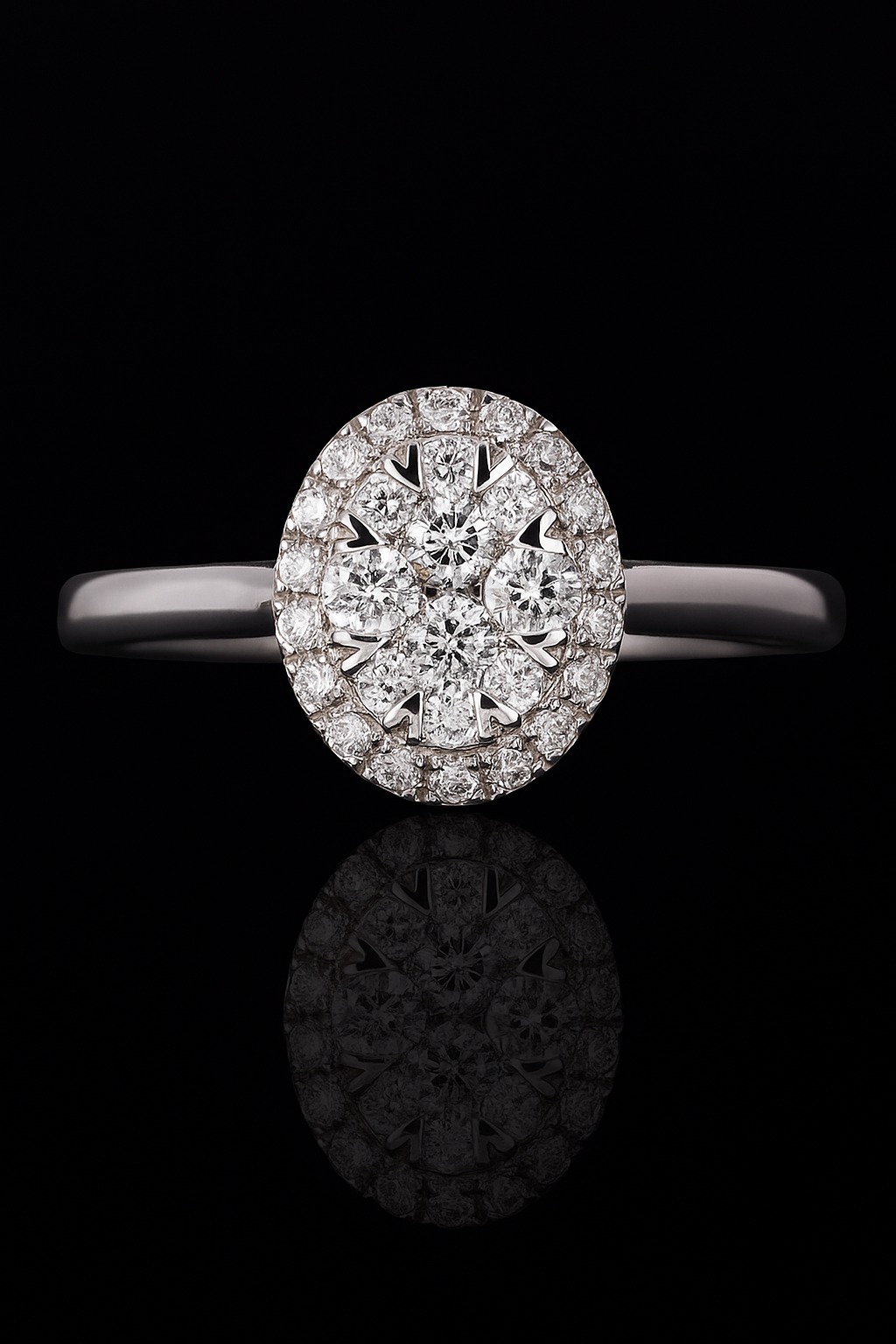 18K-gold Halo Engagement Lab-grown Diamond Ring