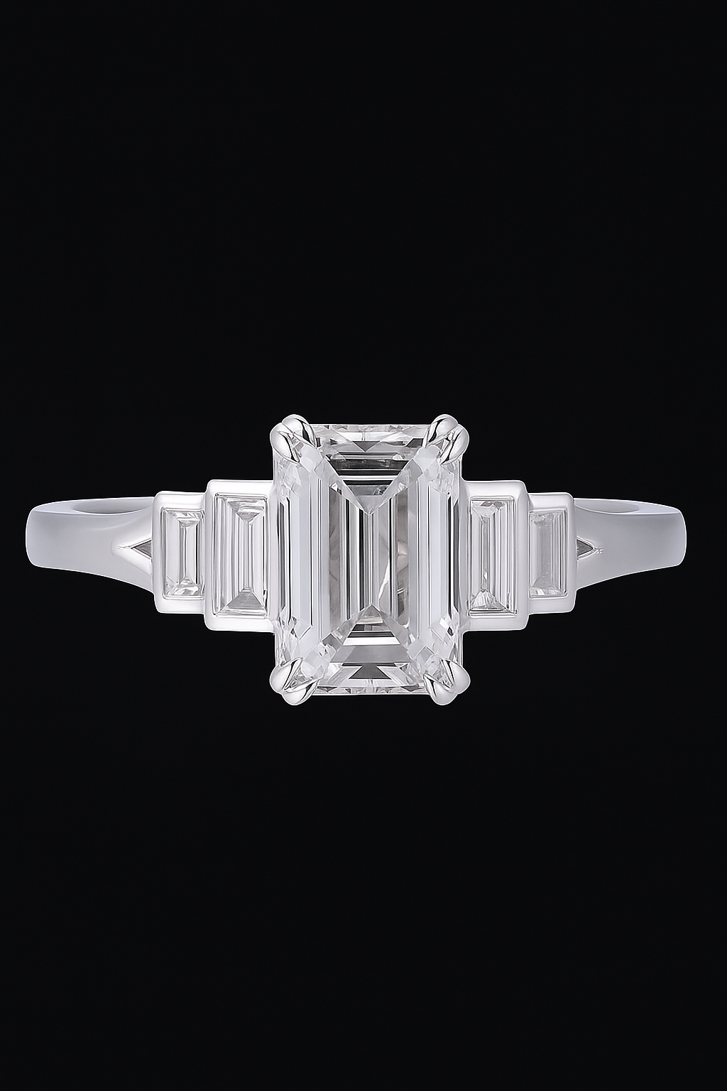 18K-gold Gatsby Three-Stone Engagement Lab-grown Diamond Ring（1ct/E/VS2）