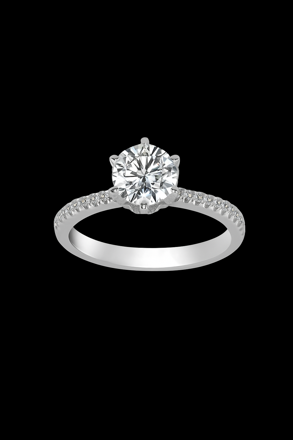 18K-gold Classic Six-Prong Starlight Lab-Grown Diamond Ring