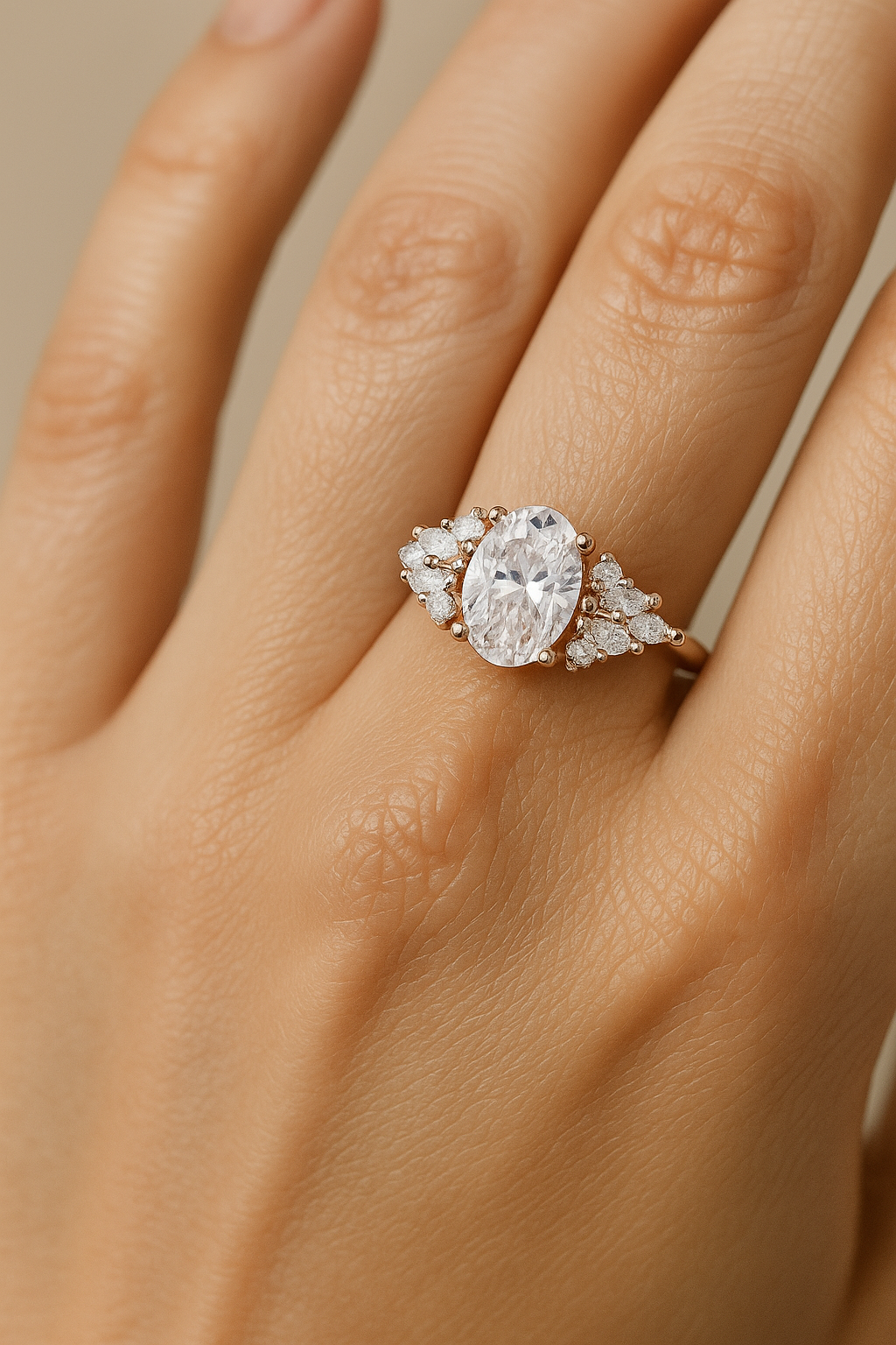 18K-gold Oval-cut Lab-Grown Diamond Ring