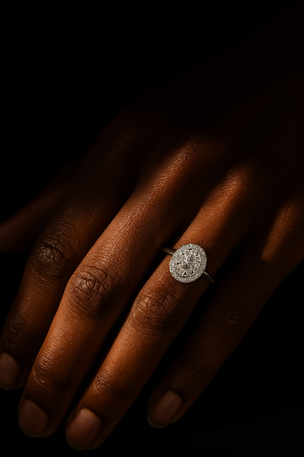 18K-gold Halo Engagement Lab-grown Diamond Ring