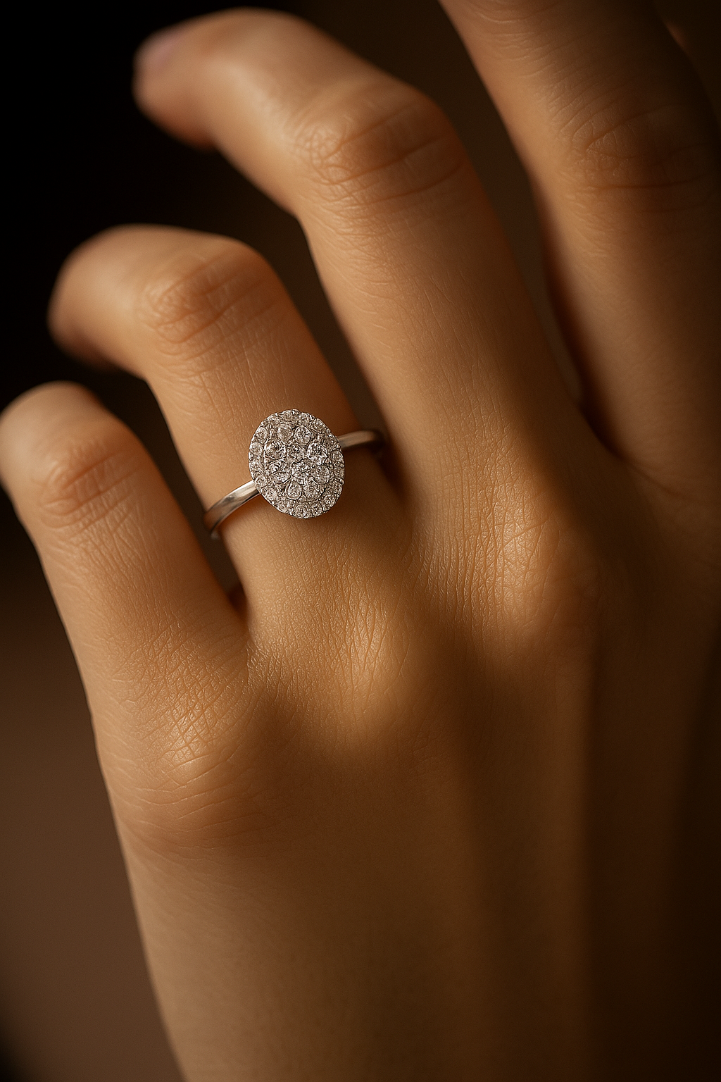 18K-gold Halo Engagement Lab-grown Diamond Ring