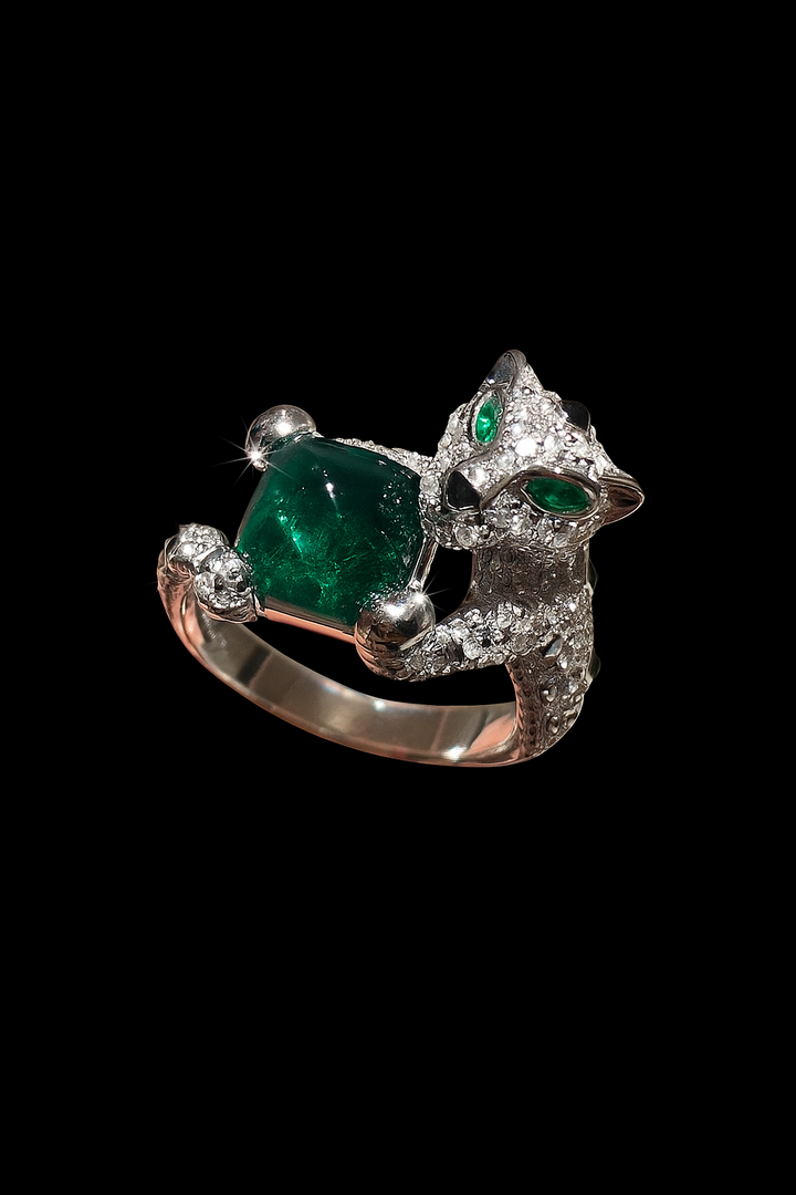Panther Green Moissanite Ring