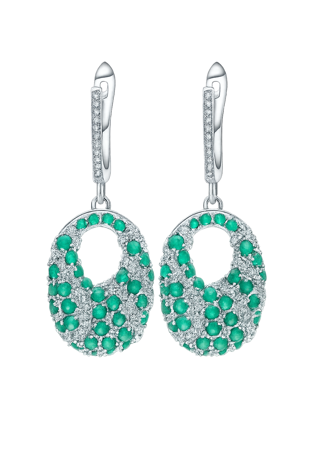 Spring Garden Collection Forest Green Agate & Sapphire Drop Earrings