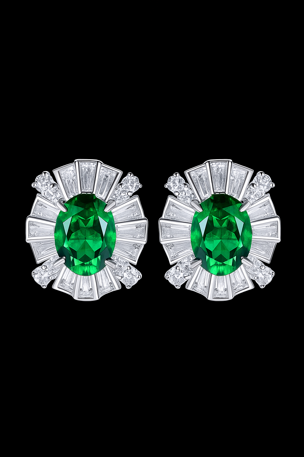Spring Garden Emerald and Diamond Cushion Cut Earrings