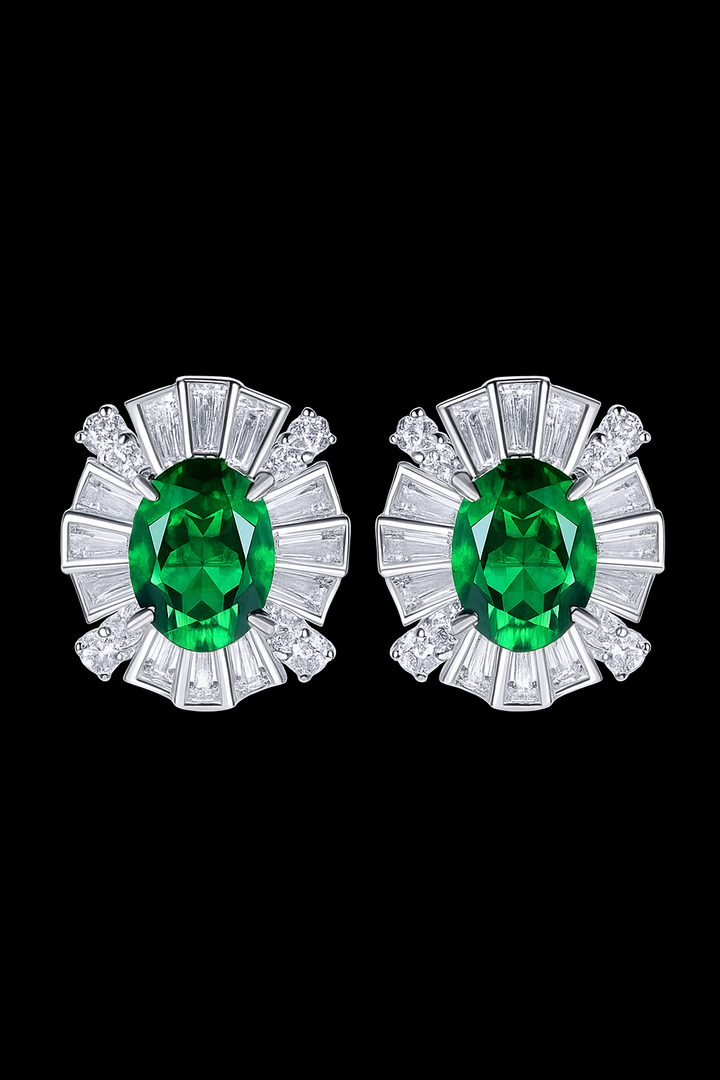 Spring Garden Emerald and Diamond Cushion Cut Earrings