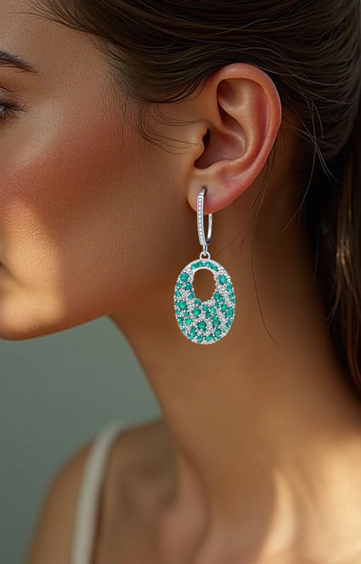 Spring Garden Collection Forest Green Agate & Sapphire Drop Earrings