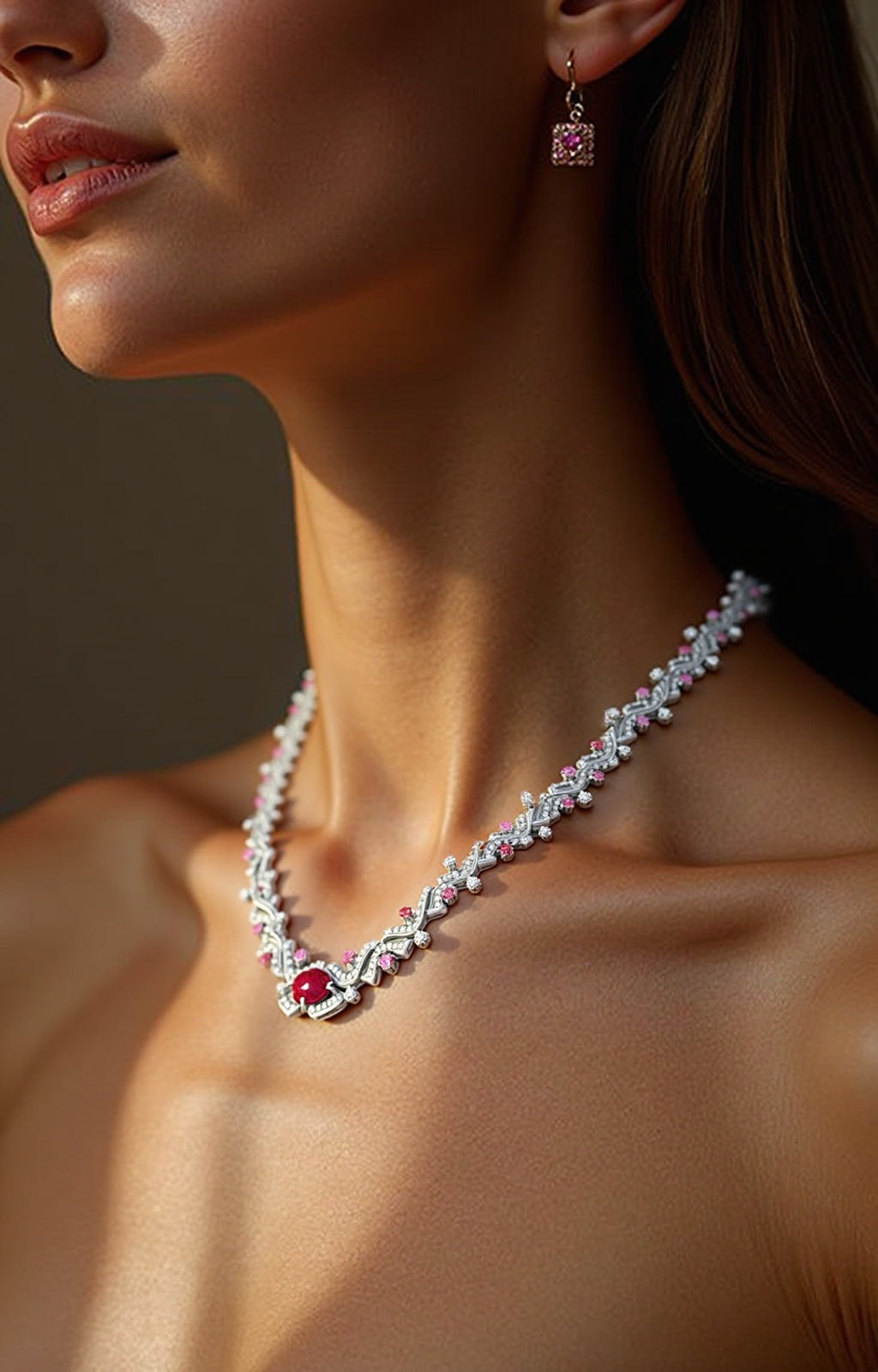 Spring Garden Ruby and Pink Diamond Necklace