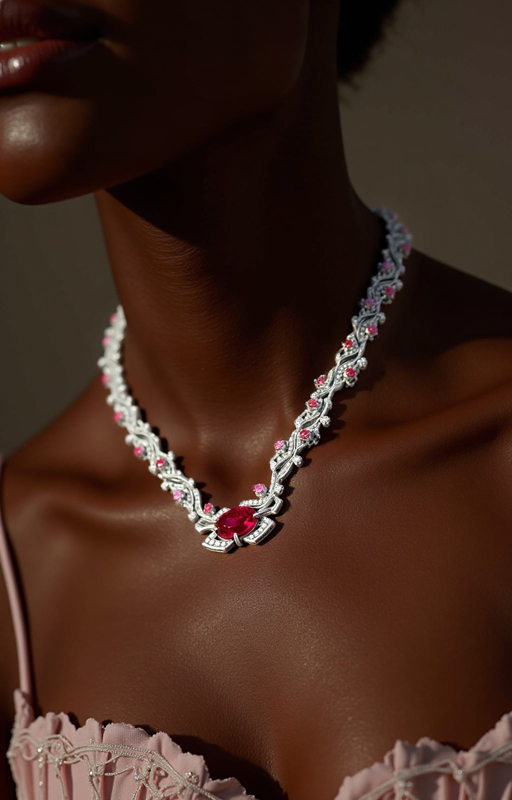 Spring Garden Ruby and Pink Diamond Necklace