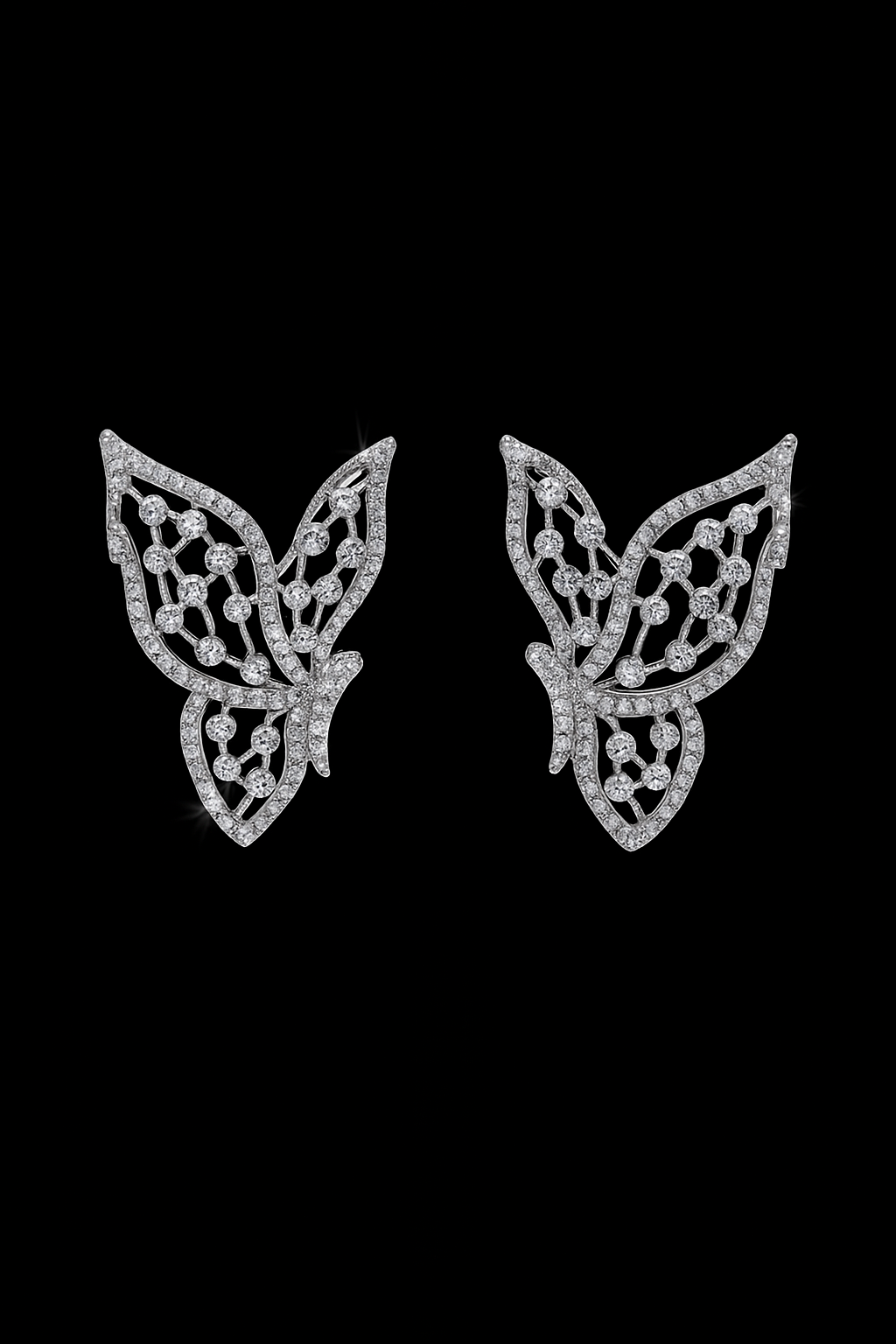 Lucky Butterfly Stunning Diamond Cluster Earrings
