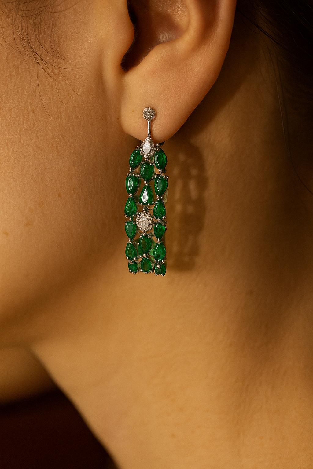 Regal Emerald Cascade Earrings