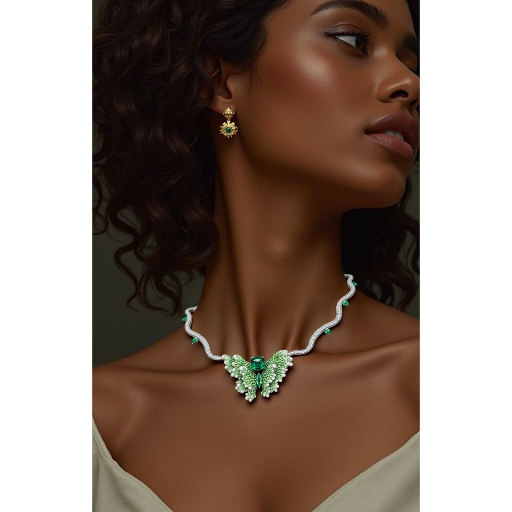 Lucky Butterfly Cushion Emerald Necklace