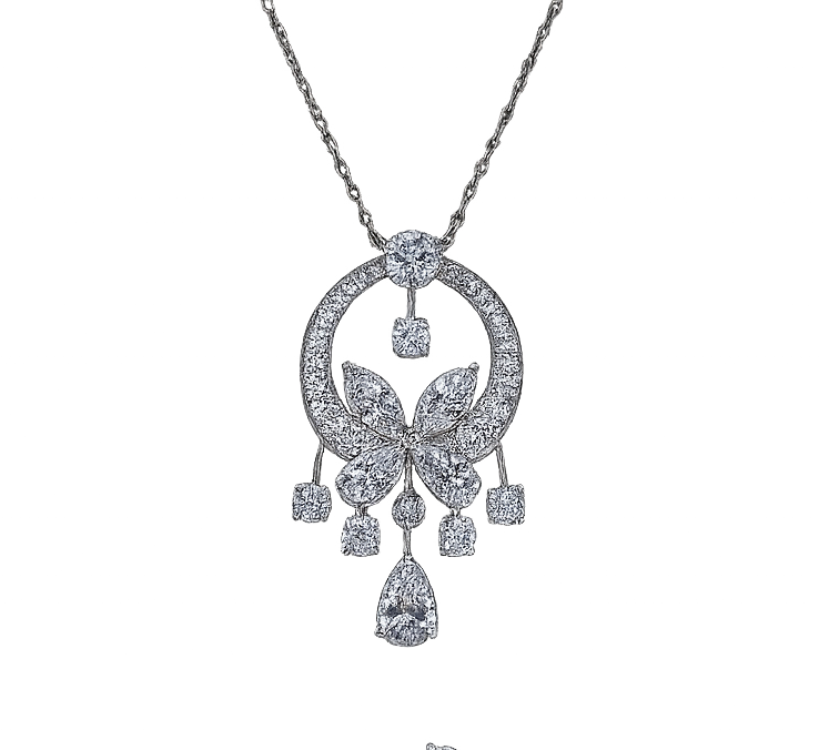 Lucky Butterfly Emerald and Diamond Petite Pendant