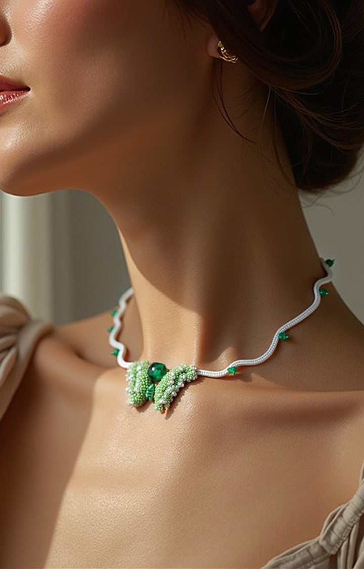 Lucky Butterfly Cushion Emerald Necklace