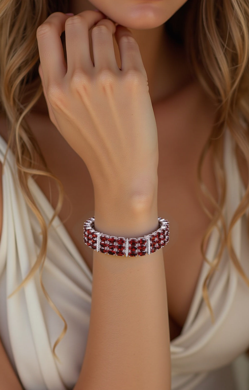 Sterling Silver Ruby Bracelet